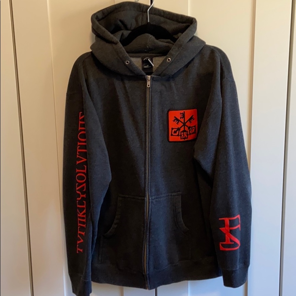 Rogue Status Zip Up Hoodie Vintage Grey Size M